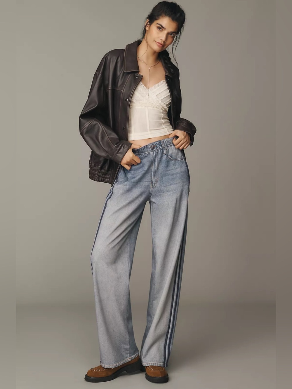 NWT Rag & Bone Miramar Terry Side Stripe Wide Leg Track Pants in Coney Sz XXS
